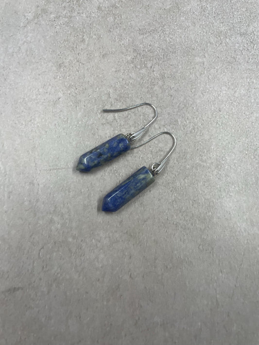 Blue Sodalite Gemstone Earrings, Tear Drop, Dangle Earrings, Silver Hooks