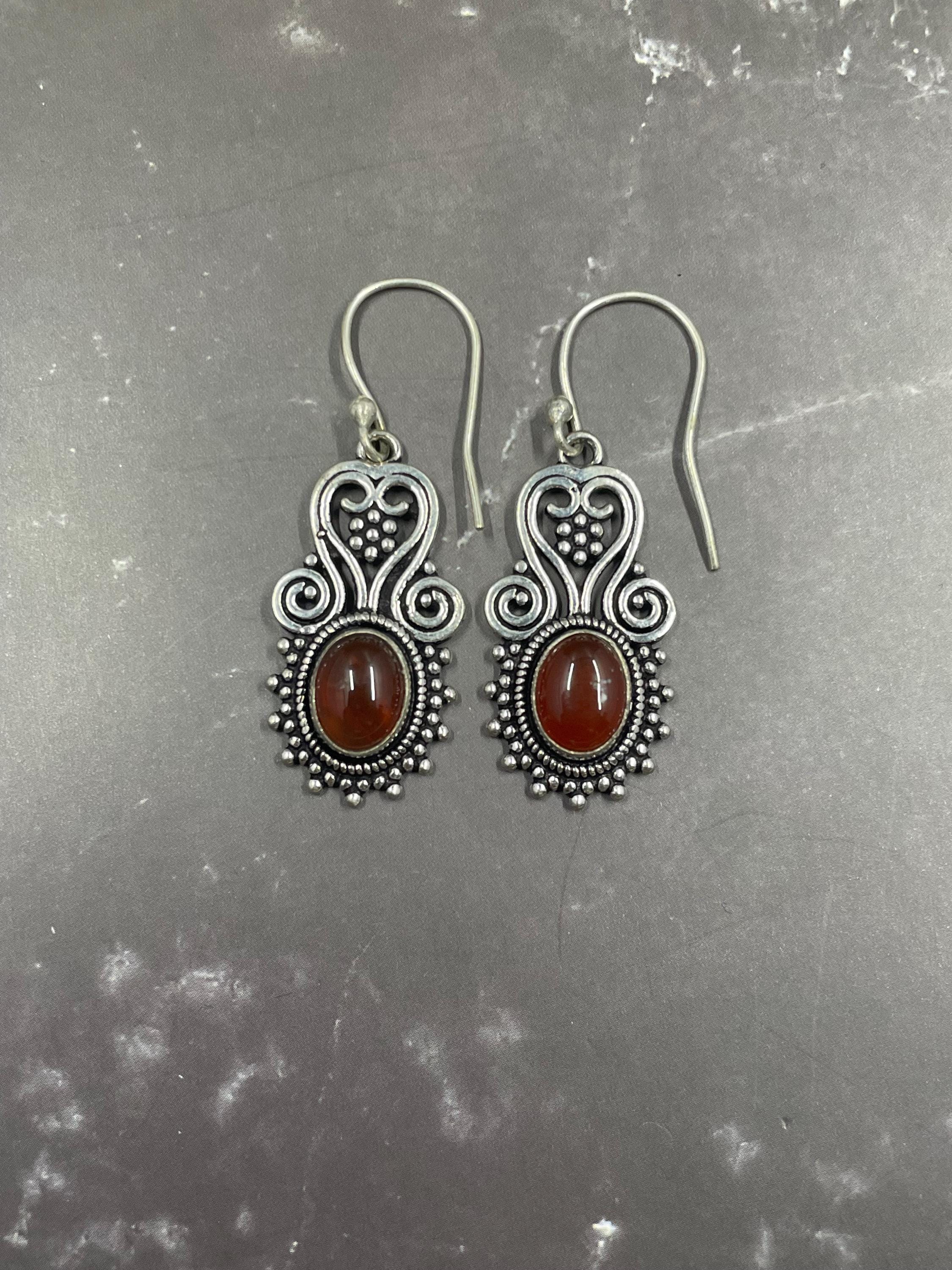 Fine Silver & Carnelian offers Hand Crafted Earrings