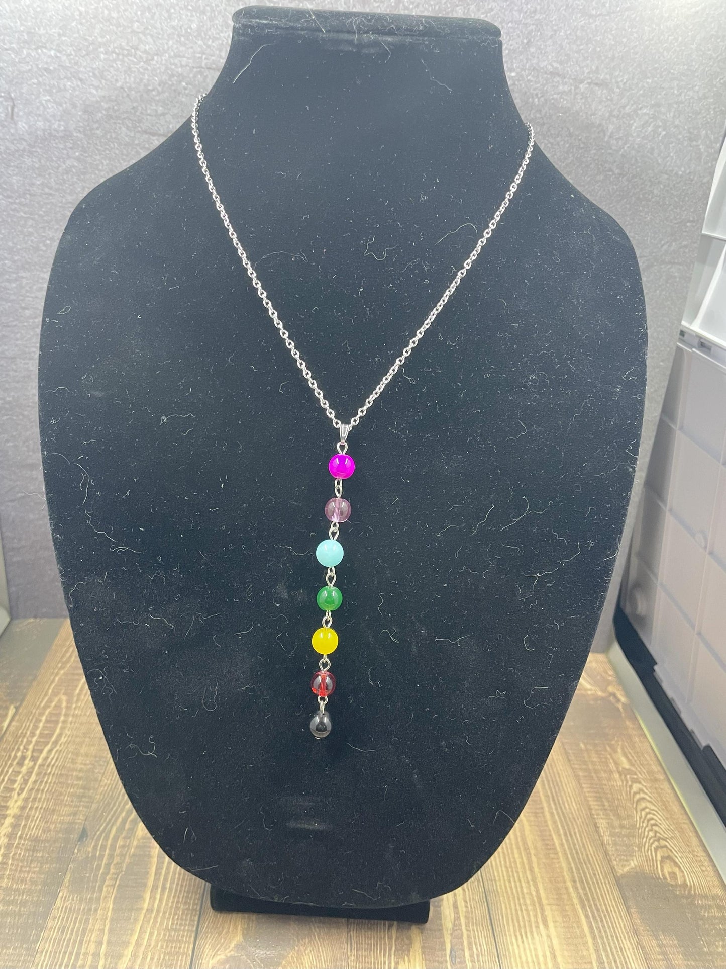 Chakra Gemstone Necklace, Rainbow Drop necklace Gift for Her