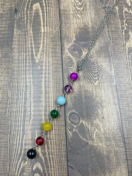 Chakra Gemstone Necklace, Rainbow Drop necklace Gift for Her