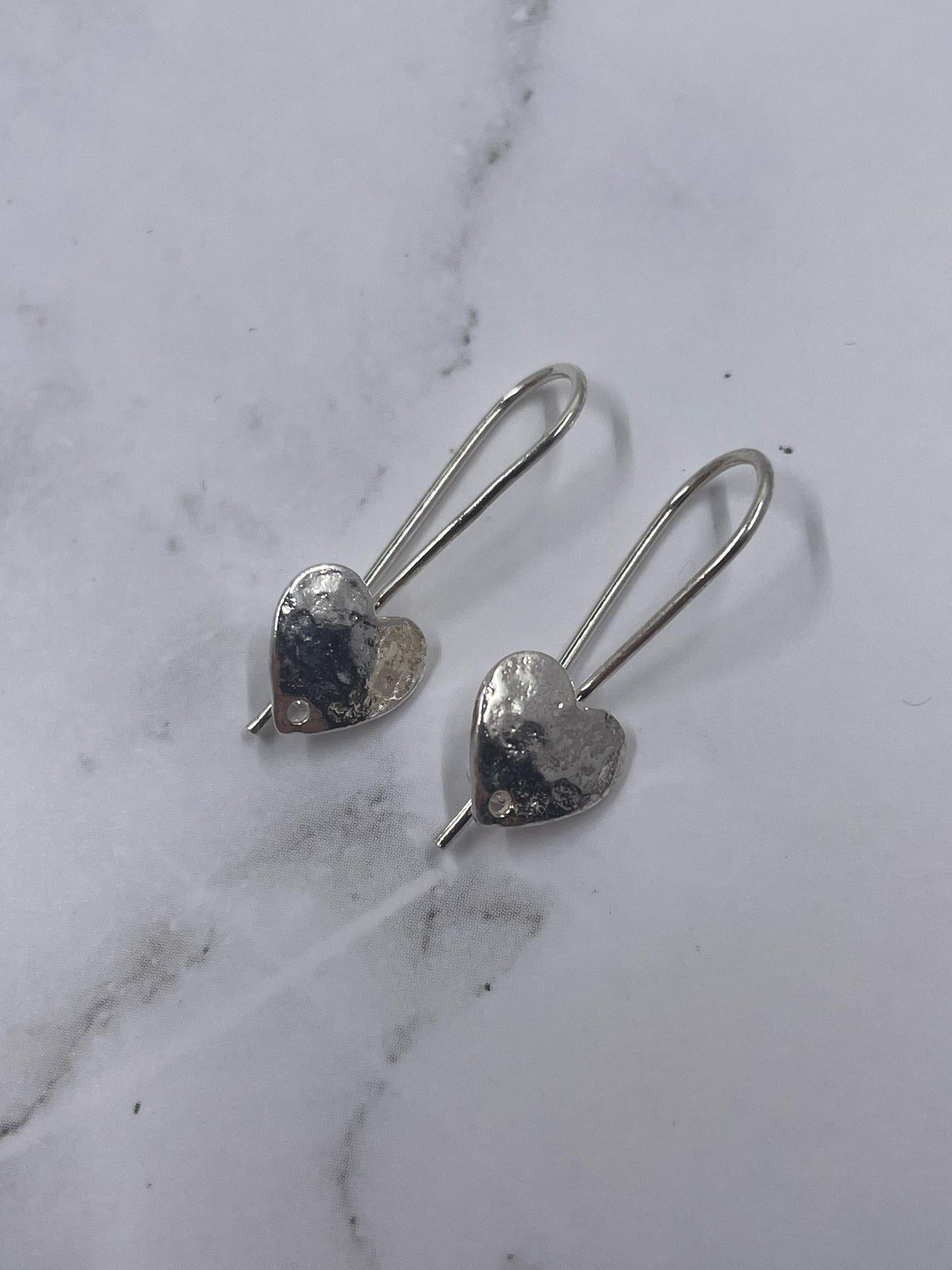 Hammered Sterling Silver Heart Earrings